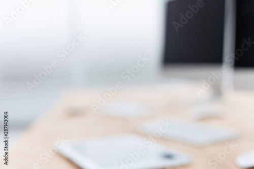 close up. blurred image of an office Desk