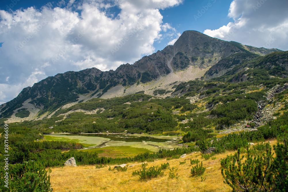 Path between Bezbog lake and hut and the Popovo lake in Pirin national park, near Bansko, Bulgaria