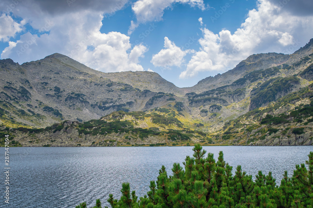 Path between Bezbog lake and hut and the Popovo lake in Pirin national park, near Bansko, Bulgaria