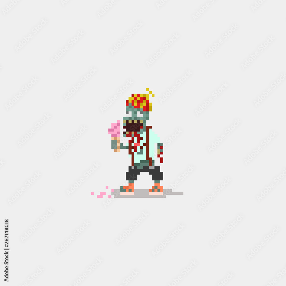 Pixel zombie boy.8bit character. Pixel zombie boy.8bit character.