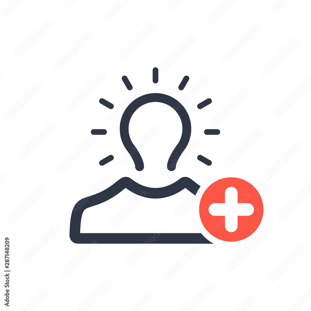 Brand awareness icon with add sign, new, plus, positive symbol Brand awareness icon with add sign, new, plus, positive symbol