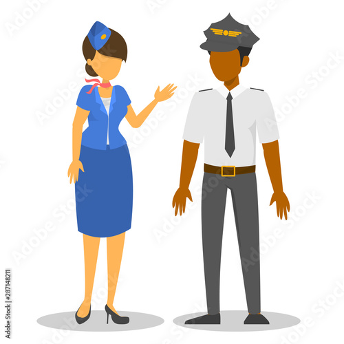 Pilot and stewardess in uniform vector isolated