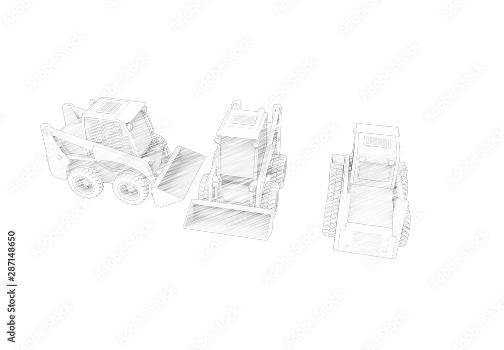 3d rendering of a small excavator isolated in white studio background 3d rendering of a small excavator isolated in white studio background