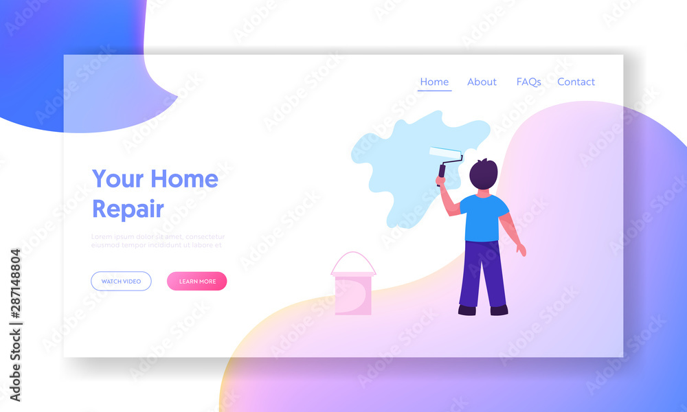 Interior Design and Overhaul Website Landing Page. Little Boy Coloring Wall with Painting Roller Helping to Make Renovation for Parents. Kid Artist Web Page Banner. Cartoon Flat Vector Illustration Interior Design and Overhaul Website Landing Page. Little Boy Coloring Wall with Painting Roller Helping to Make Renovation for Parents. Kid Artist Web Page Banner. Cartoon Flat Vector Illustration