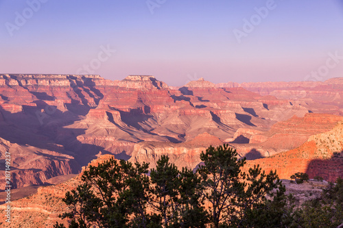 Looking pass the beautiful trees on the rim and into the depths of the glorious Grand Canyon at the south rim is inspirational thinking about the geology and years it has taken this scenic wonder to f