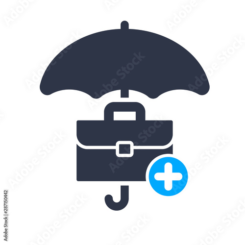 Risk management icon with add sign, new, plus, positive symbol