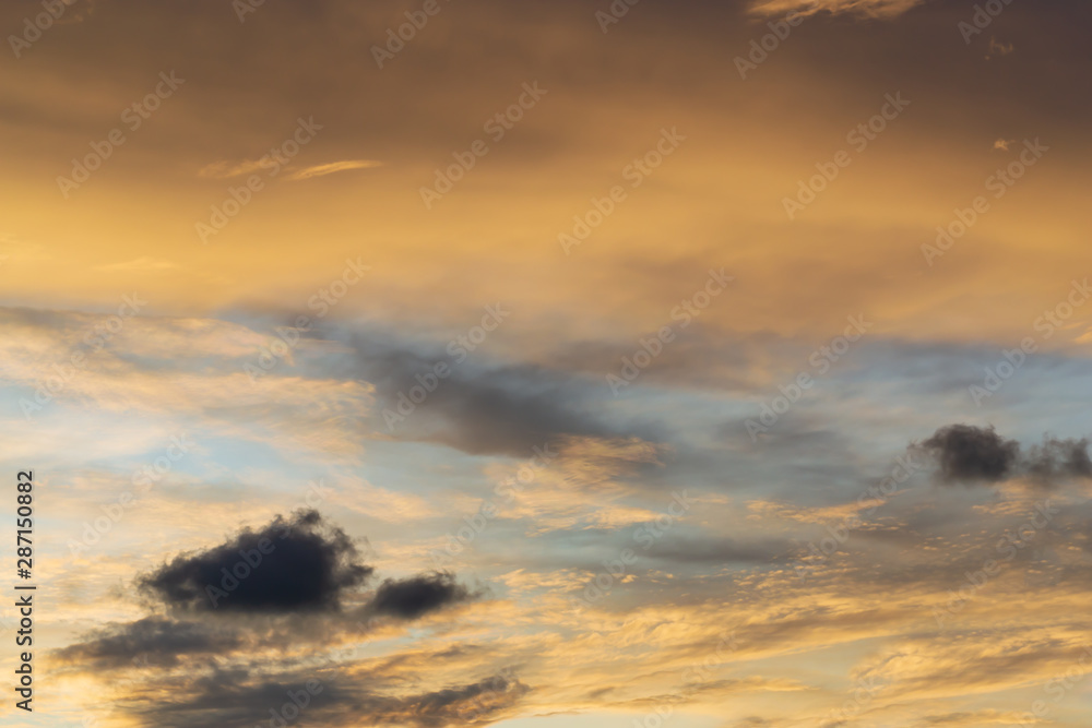 Twilight colorful sky and clouds with sunlight shine background