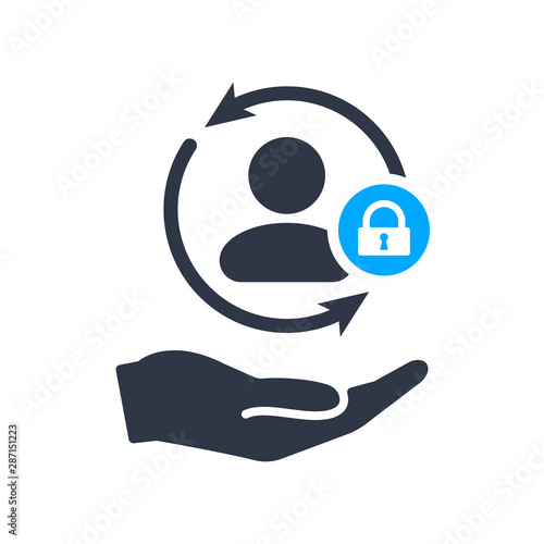 Full customer care service icon with padlock sign, security, protection, privacy symbol
