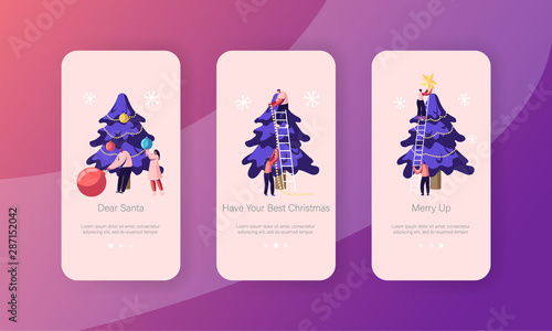 Christmas Holidays Mobile App Page Onboard Screen Set