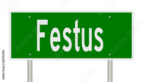 Rendering of a green highway sign for Festus Missouri photo