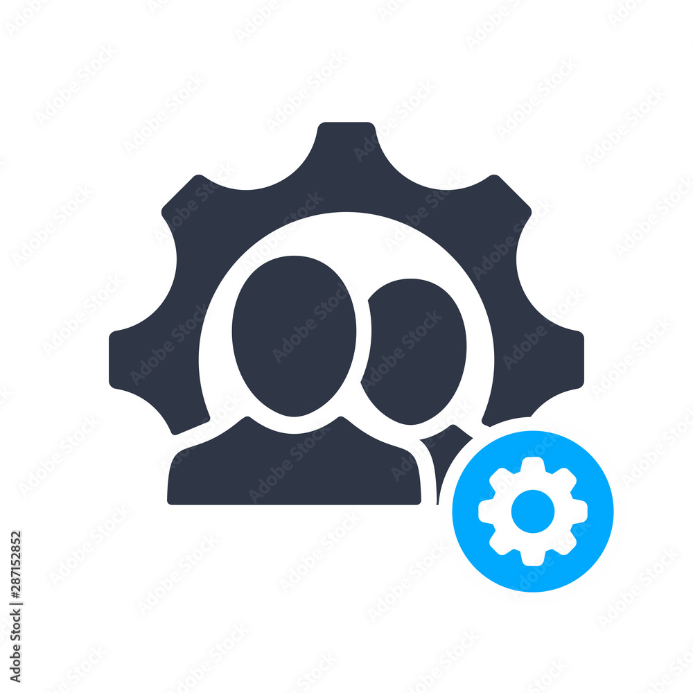 Hr consulting icon with settings sign, customize, setup, manage, process symbol Hr consulting icon with settings sign, customize, setup, manage, process symbol