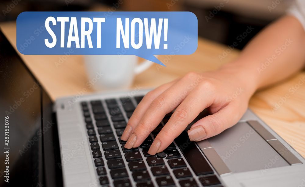 Word writing text Start Now. Business photo showcasing do not hesitate get working or doing stuff right away woman laptop computer smartphone mug office supplies technological devices Word writing text Start Now. Business photo showcasing do not hesitate get working or doing stuff right away woman laptop computer smartphone mug office supplies technological devices