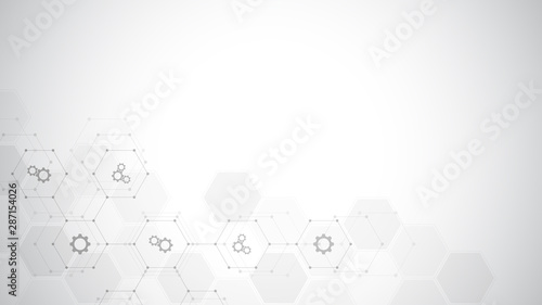 Technology background with flat icons and symbols. Concept and idea for internet of things, communication, network, innovation technology, system integration. Vector illustration.