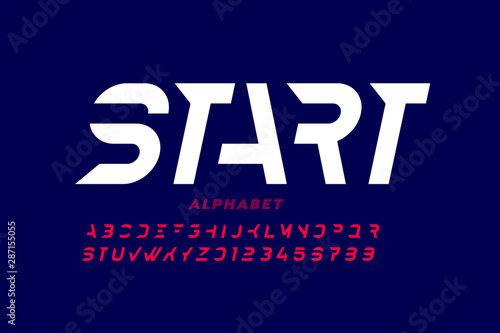 Sport style font design, alphabet letters and numbers