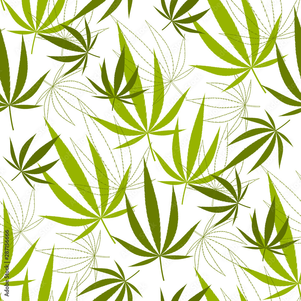 Naklejka premium Seamless pattern with hemp leaves. Stock vector illustration.