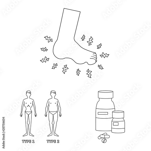 Isolated object of mellitus and diabetes icon. Collection of mellitus and diet stock vector illustration.