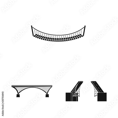 Isolated object of construct and side icon. Collection of construct and bridge stock symbol for web.