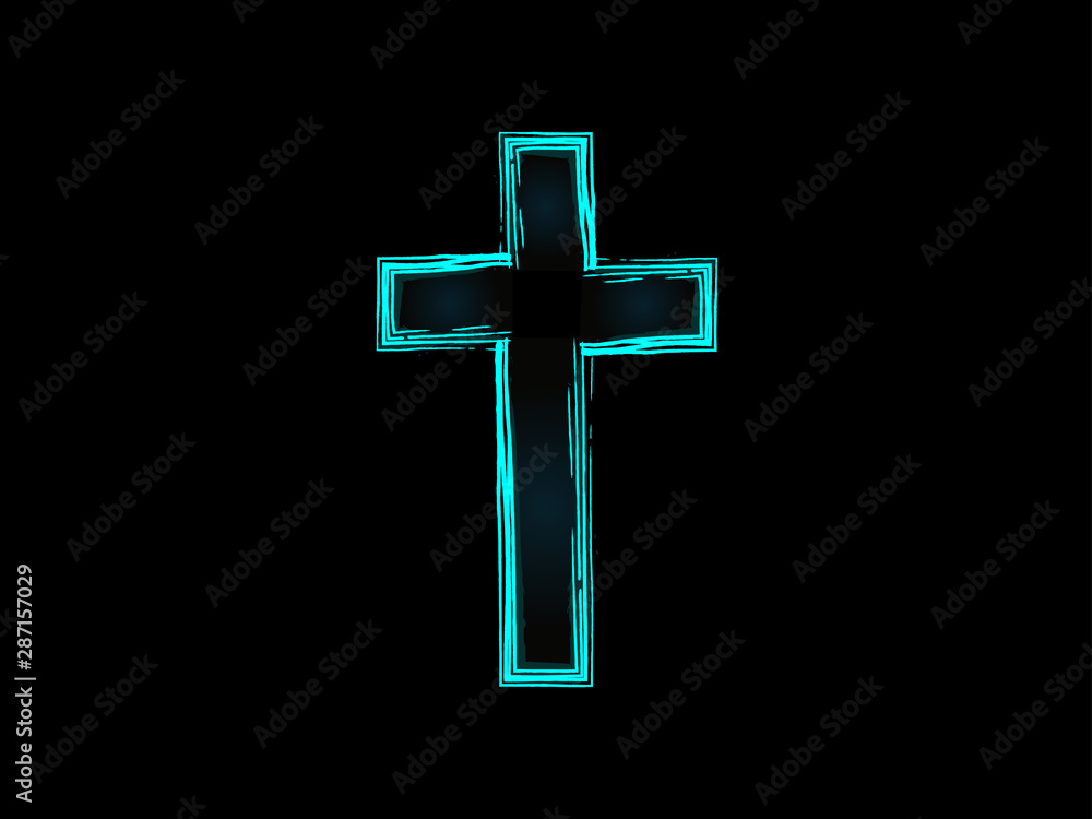 Christliches Kreuz Kruzifix Symbol mit schwarzen Hintergrund