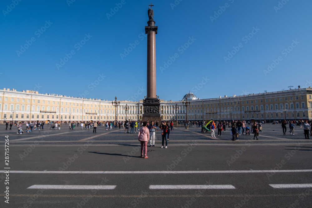 Alexander Column in the center of Palace Square, St. Petersburg