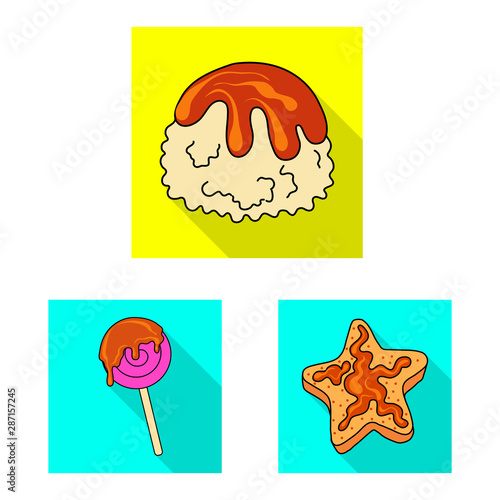 Vector illustration of confectionery and culinary logo. Set of confectionery and colorful stock vector illustration.