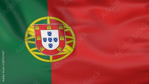 Official flag of the Portuguese Republic moving with the wind.