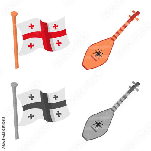 Isolated object of culture and sightseeing sign. Collection of culture and originality stock vector illustration.