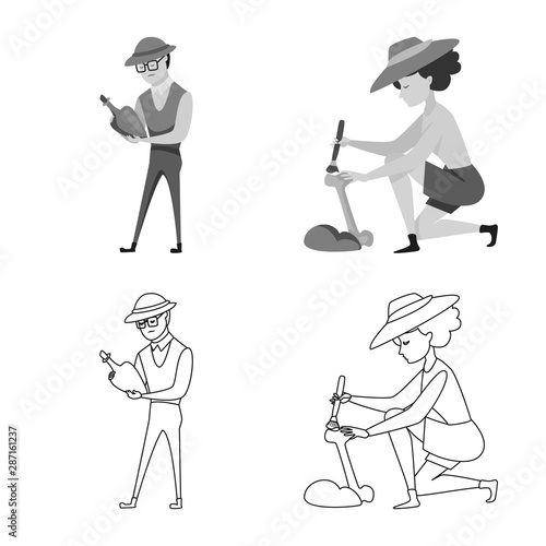 Vector design of story and items sign. Collection of story and attributes vector icon for stock.