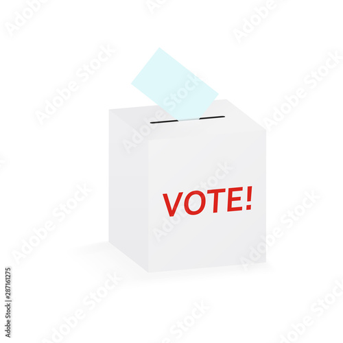 Vote isometric box, vector. Voting box.