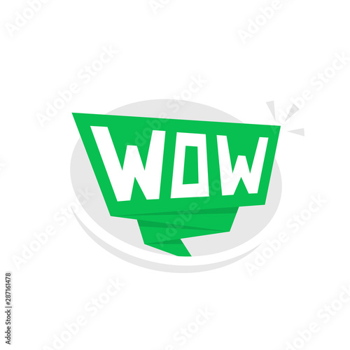 green speech bubble with wow