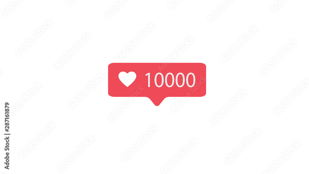 Counter, Like Notification Symbol. Pink Button of Social Media on White Background. Counter, Like Notification Symbol. Pink Button of Social Media on White Background.