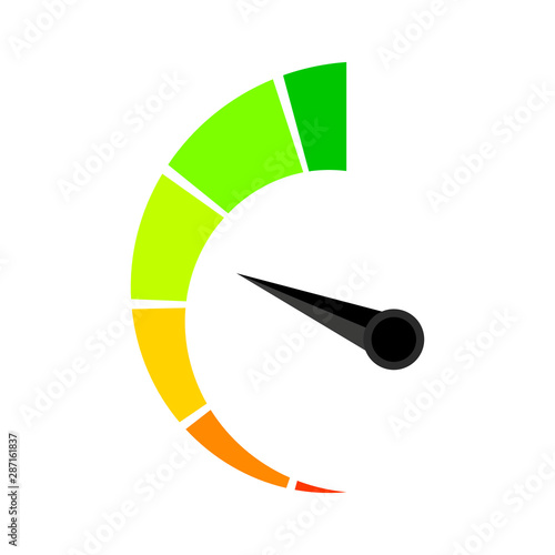 Vertical colored speedometer or barometer indicator