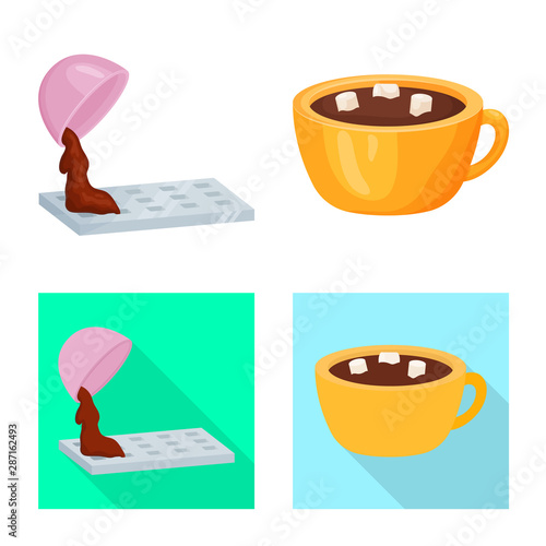Vector design of food and yummy symbol. Set of food and brown stock symbol for web.