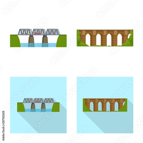 Vector illustration of connection and design logo. Set of connection and side vector icon for stock.