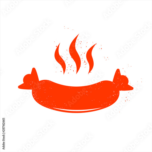 Hot Sausage Icon. Frankfurt eating sausage icon in simple style.