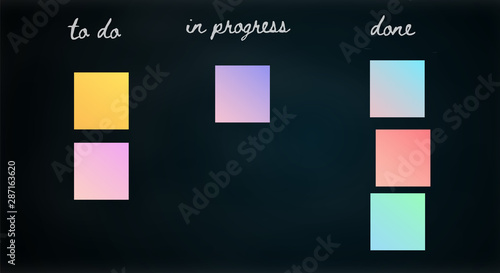 Agile Scrum Black Board with Colorful Stickers