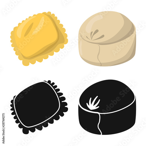 Vector design of products and cooking icon. Set of products and appetizer stock symbol for web.