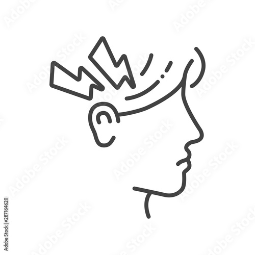 Allergy symptoms line black icon. Headache concept. Flu, diseases, colds, symptom. Sign for web page, mobile app, button, logo. Vector isolated element. Editable stroke.