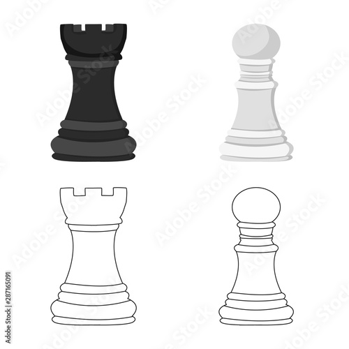 Isolated object of checkmate and thin sign. Set of checkmate and target vector icon for stock.