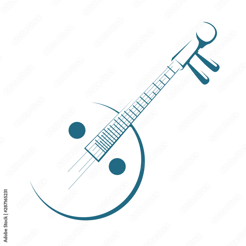 Naklejka premium Vector drawn stringed instrument. Isolated on white background.