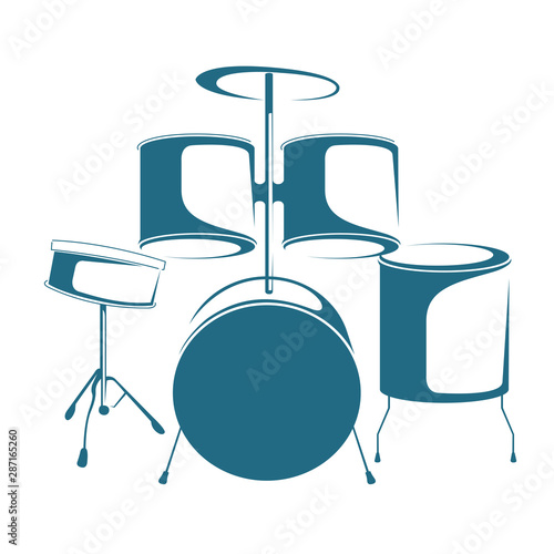 Photography Vector drawn jazz drums. Isolated on white background.