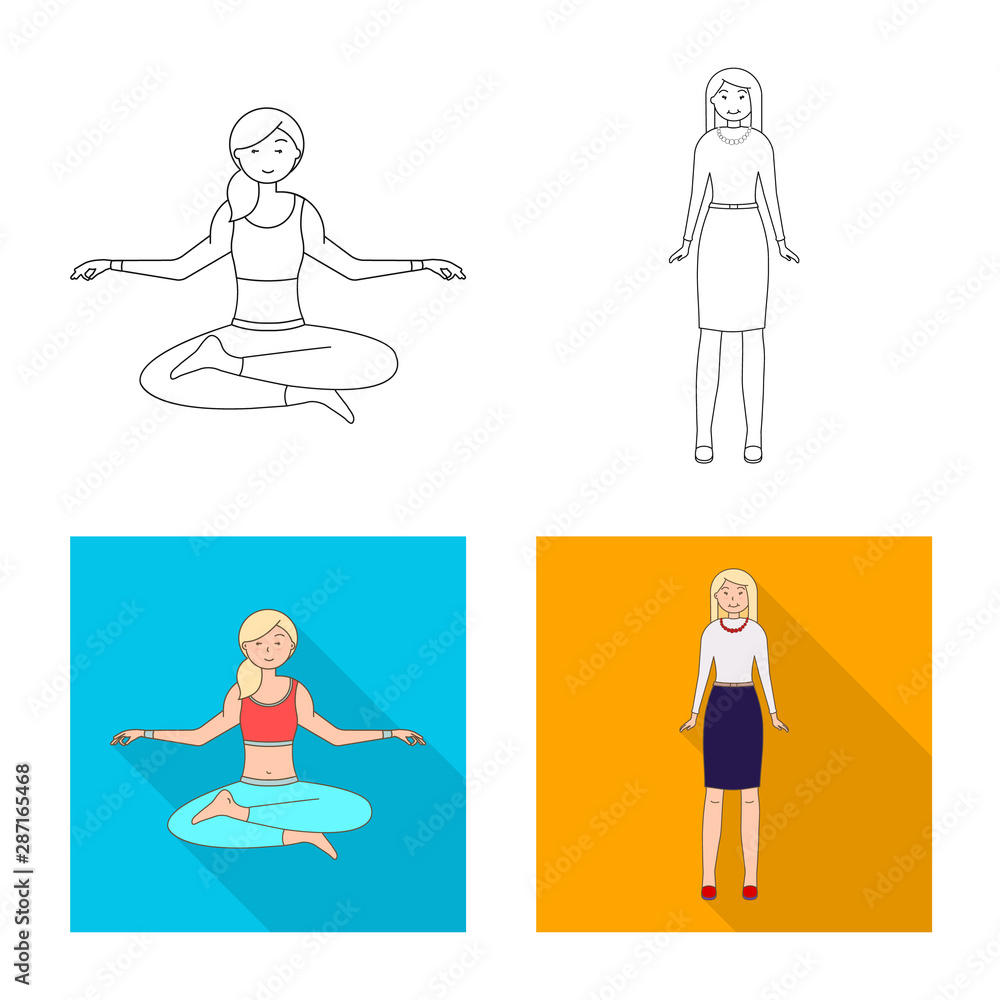 Vector design of posture and mood logo. Set of posture and female vector icon for stock. Vector design of posture and mood logo. Set of posture and female vector icon for stock.
