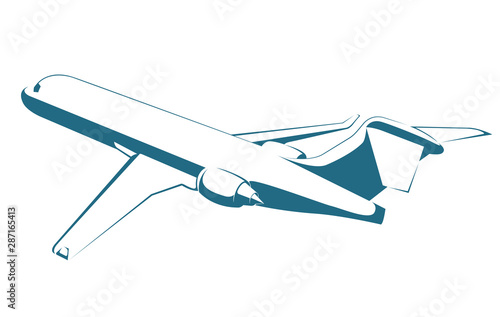 Vector drawn passenger plane. Isolated on white background.