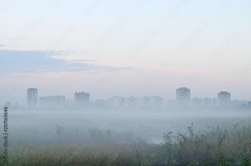 Mist before Bataisk. Rostov region. Russia