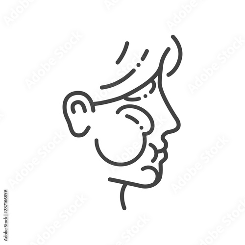 Allergy symptoms line black icon. Face swelling. Specific reaction. Infection, disease. Sign for web page, mobile app, button, logo. Vector isolated button. Editable stroke.