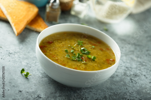 Homemade lentil soup