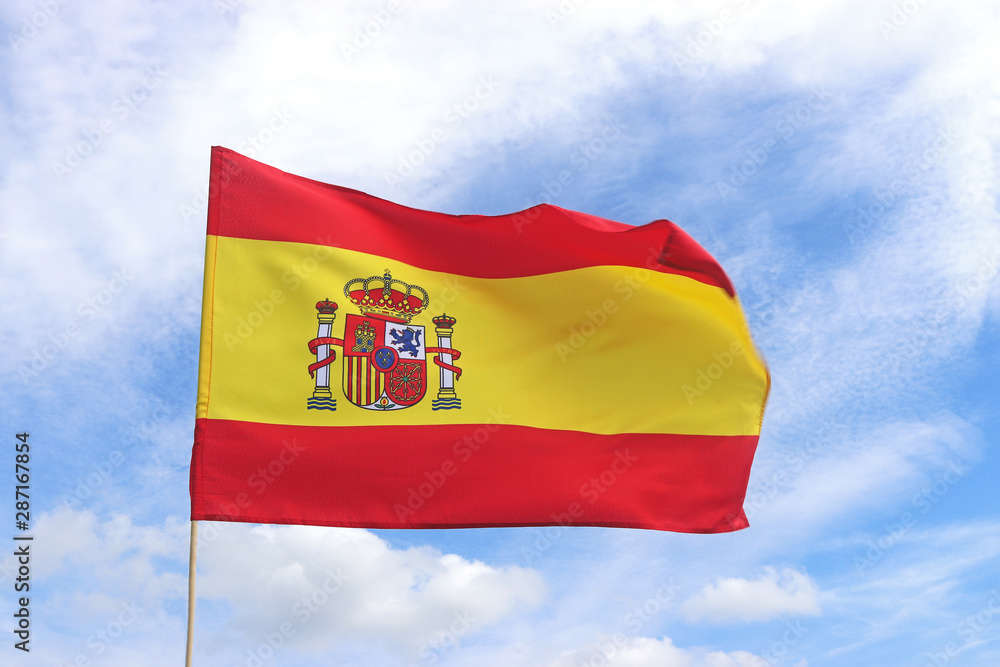 Spanish flag fluttering outdoors Spanish flag fluttering outdoors