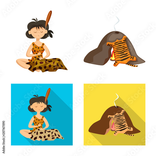 Vector illustration of evolution and prehistory logo. Set of evolution and development stock symbol for web.