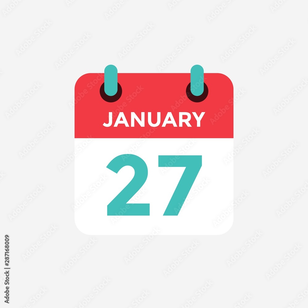 Flat icon calendar 27 January. Date, day and month. Vector illustration. Flat icon calendar 27 January. Date, day and month. Vector illustration.