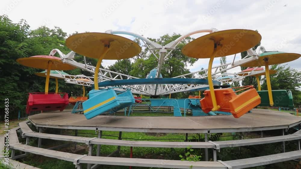 Abandoned Leisure park in Transnistria with a carousel