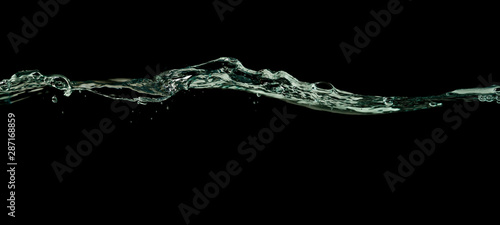 Water drinking, Water wave splash isolated black background.
